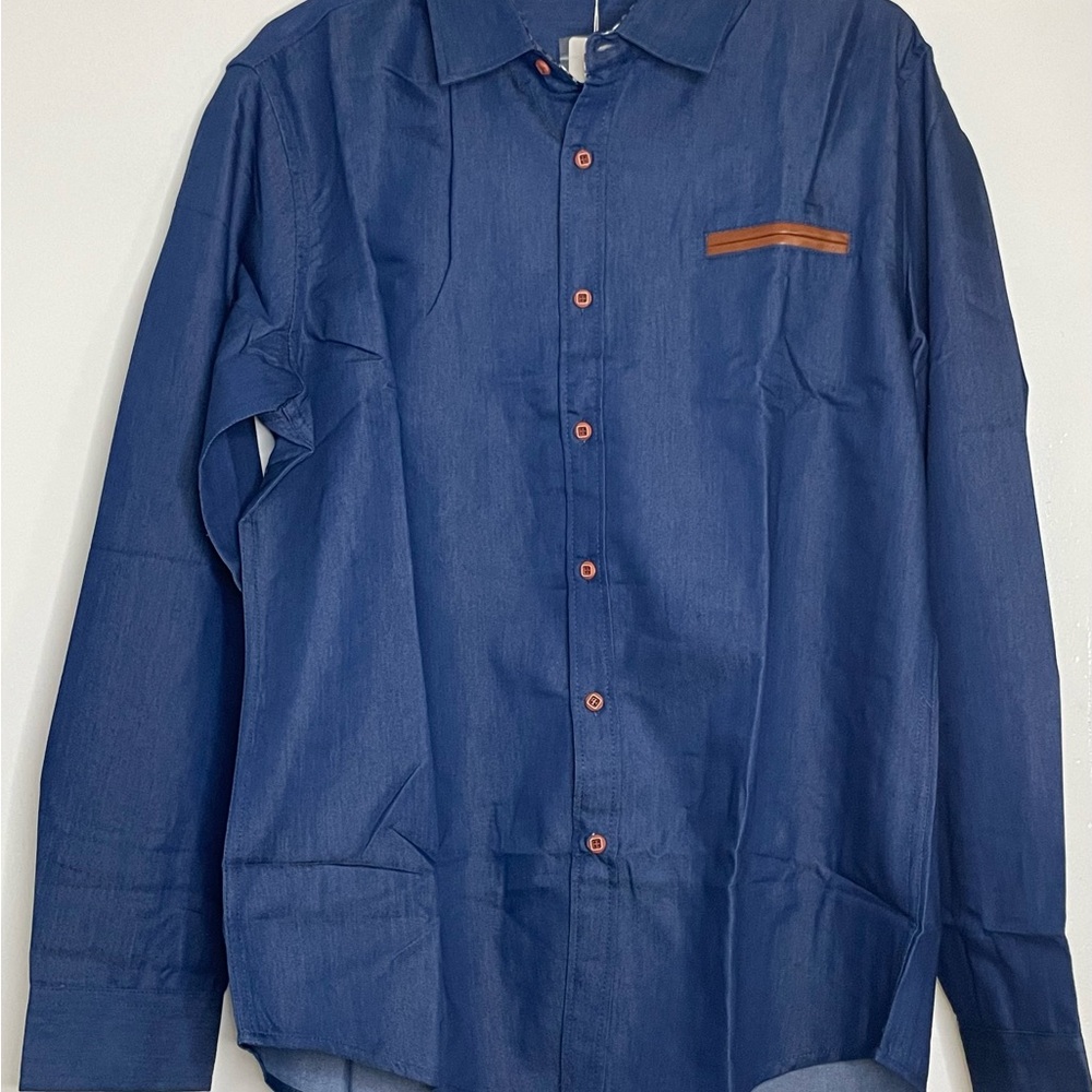 Coofandy Mens Chambray Blue Buttondown